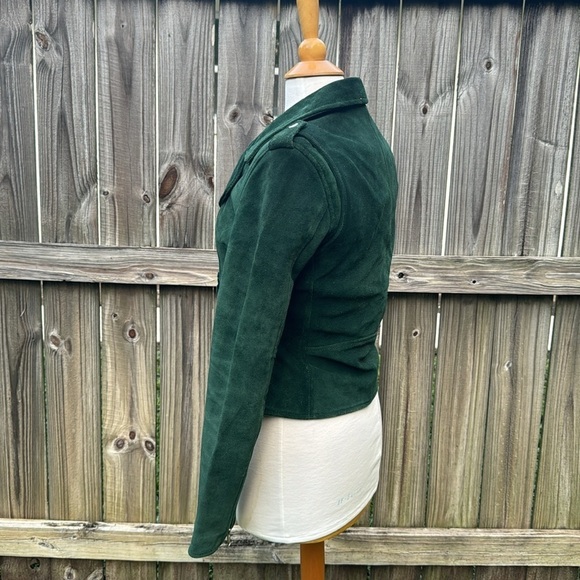 Carrie Hoxton ‘Brando’ green suede moto jacket, size 10UK (6US) - Picture 3 of 12